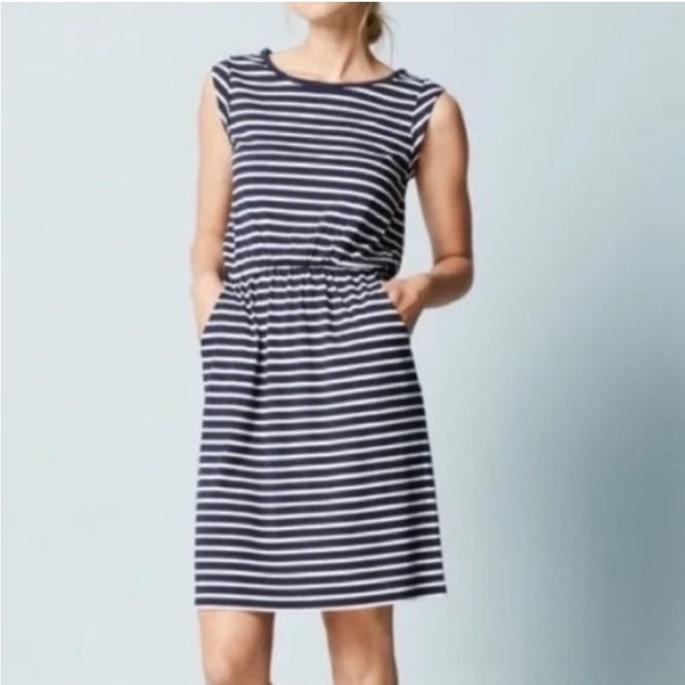 Boden BlackBerry Stripe Short Sleeve Modal Blend Dress Size 10